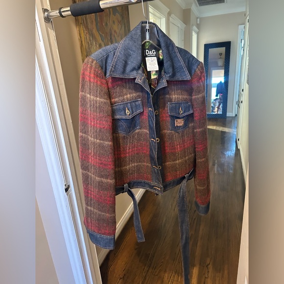 D&G Red and Brown Plaid Denim Jacket - Picture 2 of 5